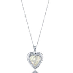 Sterling Silver Mother of Pearl Center Heart Locket
