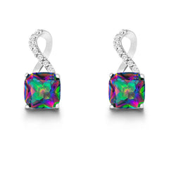 Sterling Silver Multi Half CZ Figure 8 Earrings