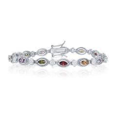 Sterling Silver Multi Marquise with 6 Prong Clear CZ Bracelet