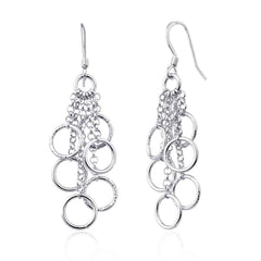 Sterling Silver Multi Open Circles Dangling Earrings