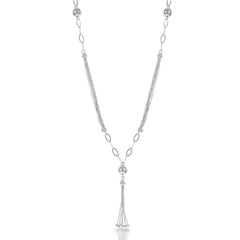 Sterling Silver Multi Strand Bead Tassle Necklace