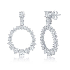 Sterling Silver Open Circle CZ Earrings