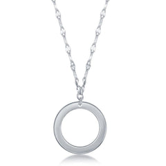 Sterling Silver Open Circle Flat Shiny Necklace