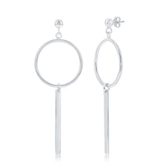 Sterling Silver Open Circle with Bar Earrings