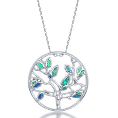 Sterling Silver Open Circle with Opal Tree Pendant