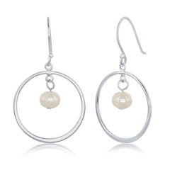 Sterling Silver Open Circle with Pearl Earrings