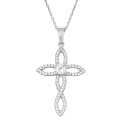 Sterling Silver Open CZ Cross Pendant