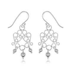 Sterling Silver Open Fancy Designed Earrings