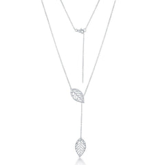 Sterling Silver Open Leaf Hanging Chain Necklace
