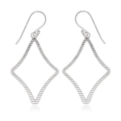 Sterling Silver Open Lined Diamond Shaped Earrings