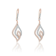 Sterling Silver Open Marquise Shaped Pave Earrings