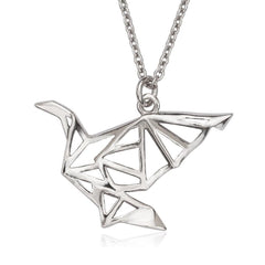 Sterling Silver Open Origami Bird Necklace