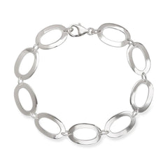 Sterling Silver Open Oval Bracelet, 8