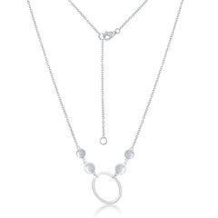 Sterling Silver Open Oval Flat Shiny Discs Necklace
