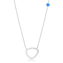 Sterling Silver Open Triangle with Blue Opal Bead Necklace