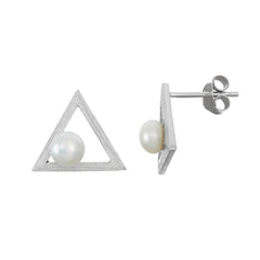 Sterling Silver Open Triangle with FWP Earrings