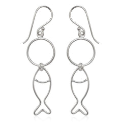 Sterling Silver Open Wire Fish Earrings