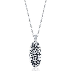 Sterling Silver Oval Cobblestone Design Pendant