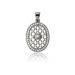 Sterling Silver Oval CZ Pendant