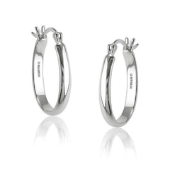 Sterling Silver Oval Hoop Earrings
