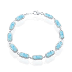 Sterling Silver Oval Larimar Linked Bracelet, 7.5