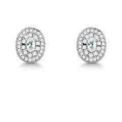 Sterling Silver Oval Micro Pave Stud Earrings