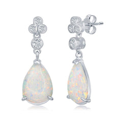 Sterling Silver Pear Shape White Inlay CZ Earrings