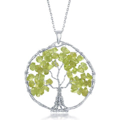 Sterling Silver Peridot Beads Tree of Life Pendant