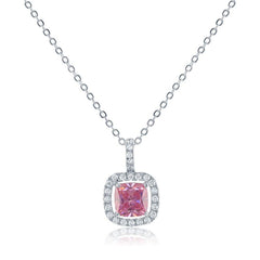 Sterling Silver Pink and White CZ Pave Pendant