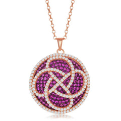 Sterling Silver Pink and White Flower Pendant Chain