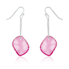 Sterling Silver Pink Crystals Dangling Earrings