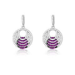 Sterling Silver Pink CZ Micro Pave Circle Earrings