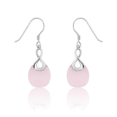 Sterling Silver Pink Infinity Cats Eye Earrings