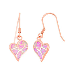 Sterling Silver Pink Inlay Heart Mosaic Earrings