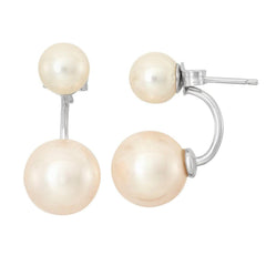 Sterling Silver Pink Pearl Ear Cuff Stud Earrings