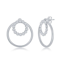 Sterling Silver Plain Open Circle CZ Earrings