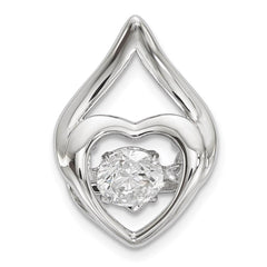 Sterling Silver Platinum Plated Vibrant Swaro Zirconia Heart Chain Slide