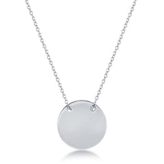 Sterling Silver Polished Engravable Disc Necklace