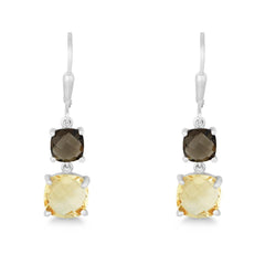 Sterling Silver Prong Set Double Drop Down Earrings