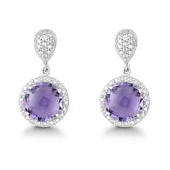 Sterling Silver Purple 9mm Amethyst Earrings