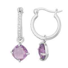 Sterling Silver Purple Hanging Amethyst Earrings