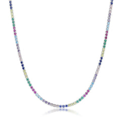 Sterling Silver Rainbow CZ Chain