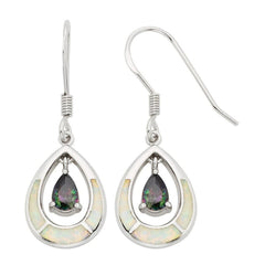 Sterling Silver Rainbow Teardrop CZ Earrings