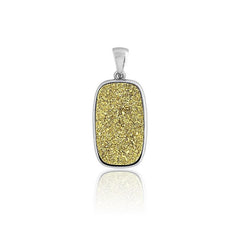 Sterling Silver Rectangular Gold Druzy Pendant