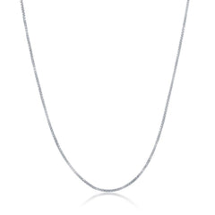 Sterling Silver Rhodium Plated 0.85mm Box Chain, 24