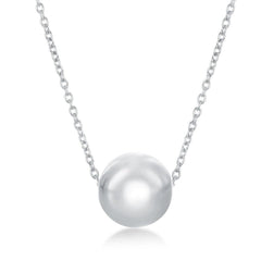 Sterling Silver Rhodium Plated 10mm Bead Necklace