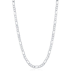 Sterling Silver Rhodium Plated 3.3mm Figaro Chain, 18