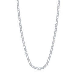 Sterling Silver Rhodium Plated 3.5mm Flat Marina Chain, 20