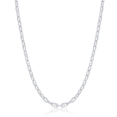 Sterling Silver Rhodium Plated 3.6mm Anchor Marina Chain, 16