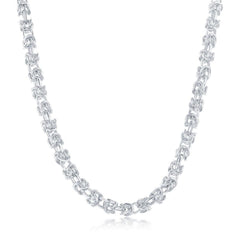 Sterling Silver Rhodium Plated 3mm Open Byzantine Chain, 24